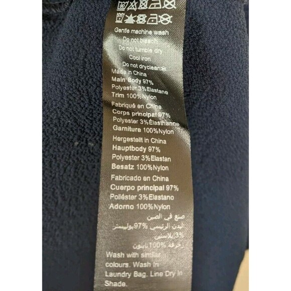 City Chic Button Down Shirt Lacy Hi-Lo Navy Blue Lace Long Sleeve Size 16 - Picture 10 of 11